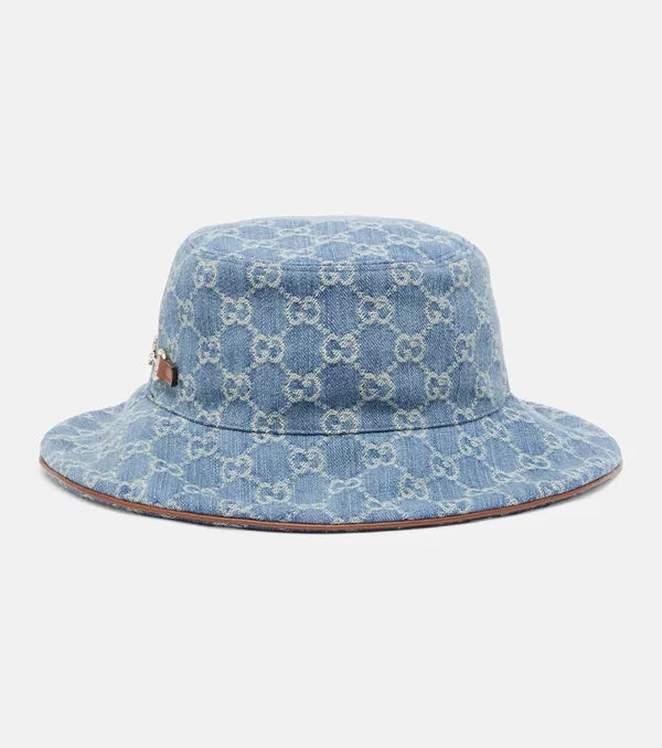Gucci 2025 model 836220 Horsebit hardware leather GG pattern Bob denim hat - additional view 2