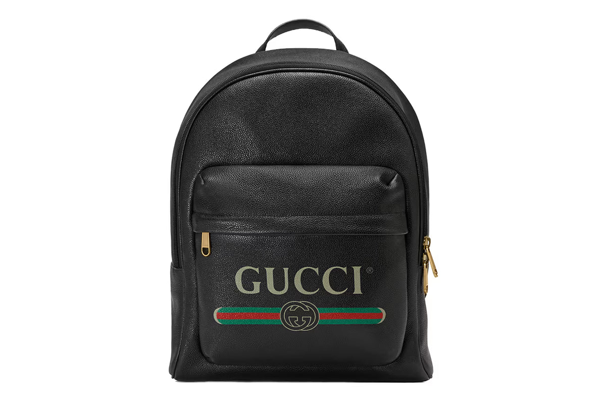 Gucci Logo Leather Backpack - Black