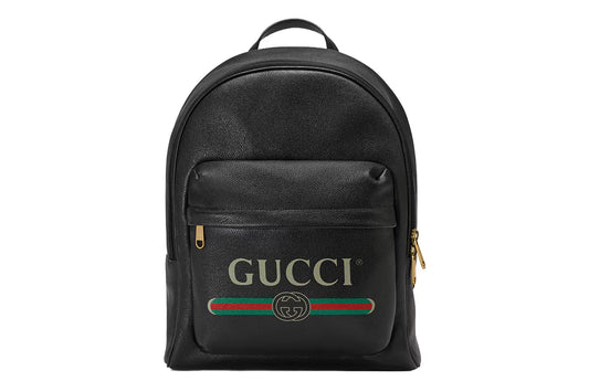 Gucci Logo Leather Backpack - Black