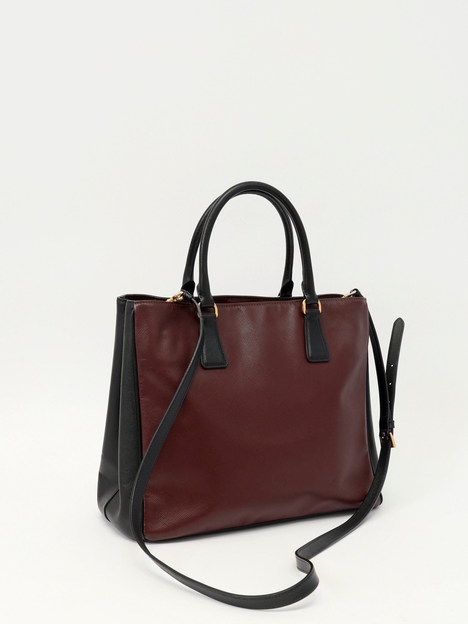 Prada Bibliothèque Saffiano Leather Tote – Bordeaux & Black - additional view 6