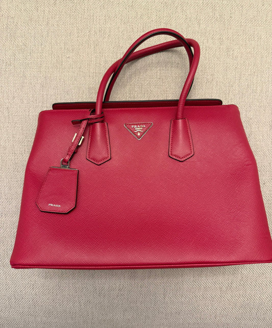 Prada Saffiano Cuir Twin Tote Red