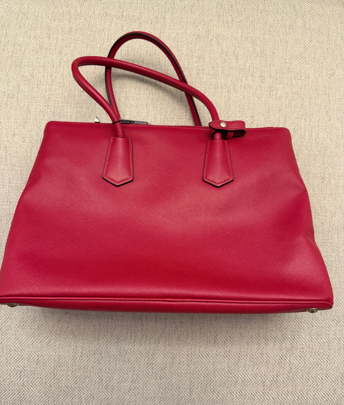 Prada Saffiano Cuir Twin Tote Red