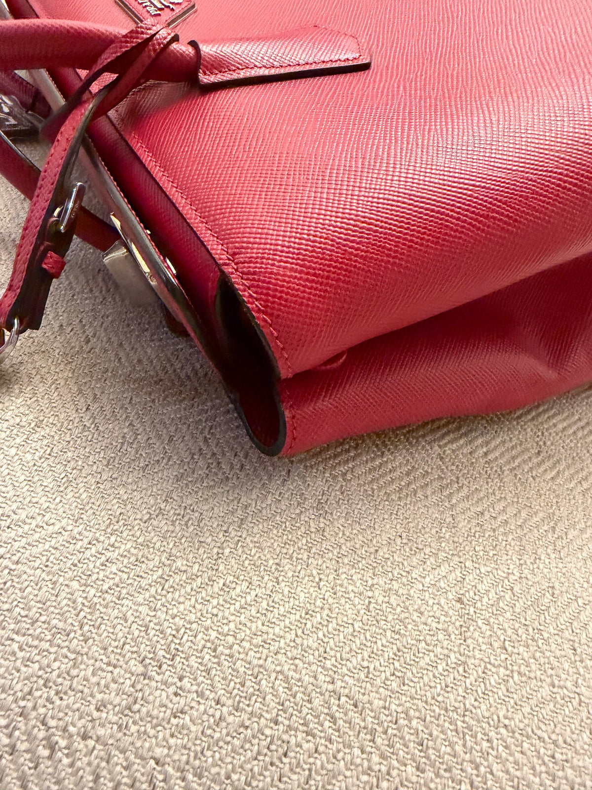 Prada Saffiano Cuir Twin Tote Red