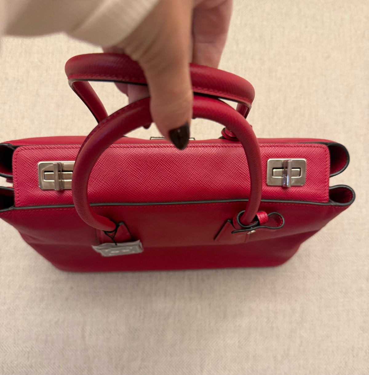 Prada Saffiano Cuir Twin Tote Red