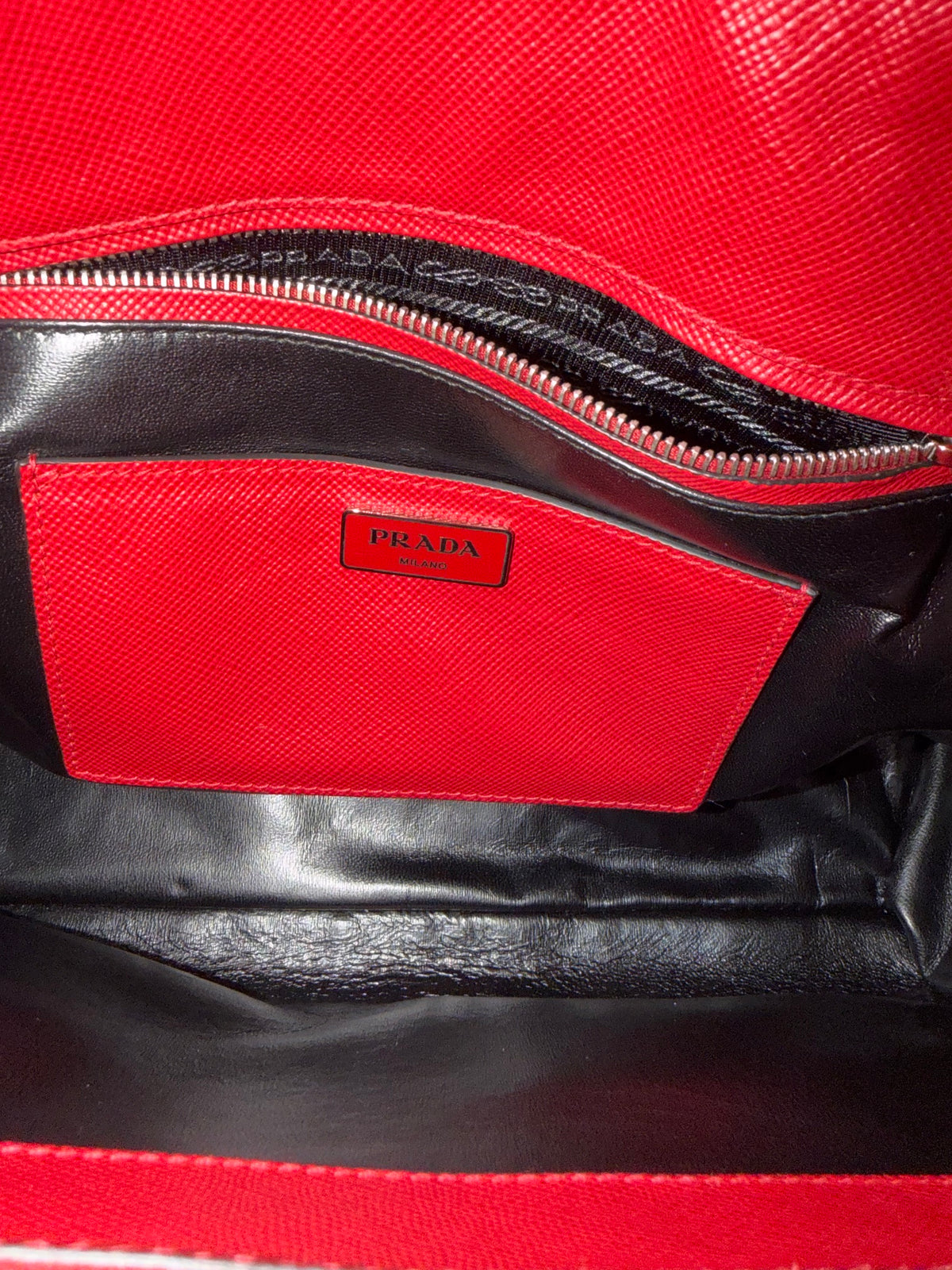 Prada Saffiano Cuir Twin Tote Red