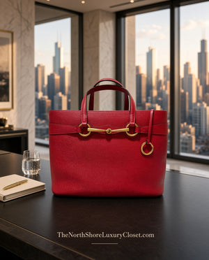 Gucci Bright Bit Red Horsebit 2-way Handbag with Strap