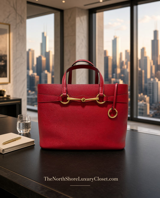 Gucci Bright Bit Red Horsebit 2-way Handbag with Strap