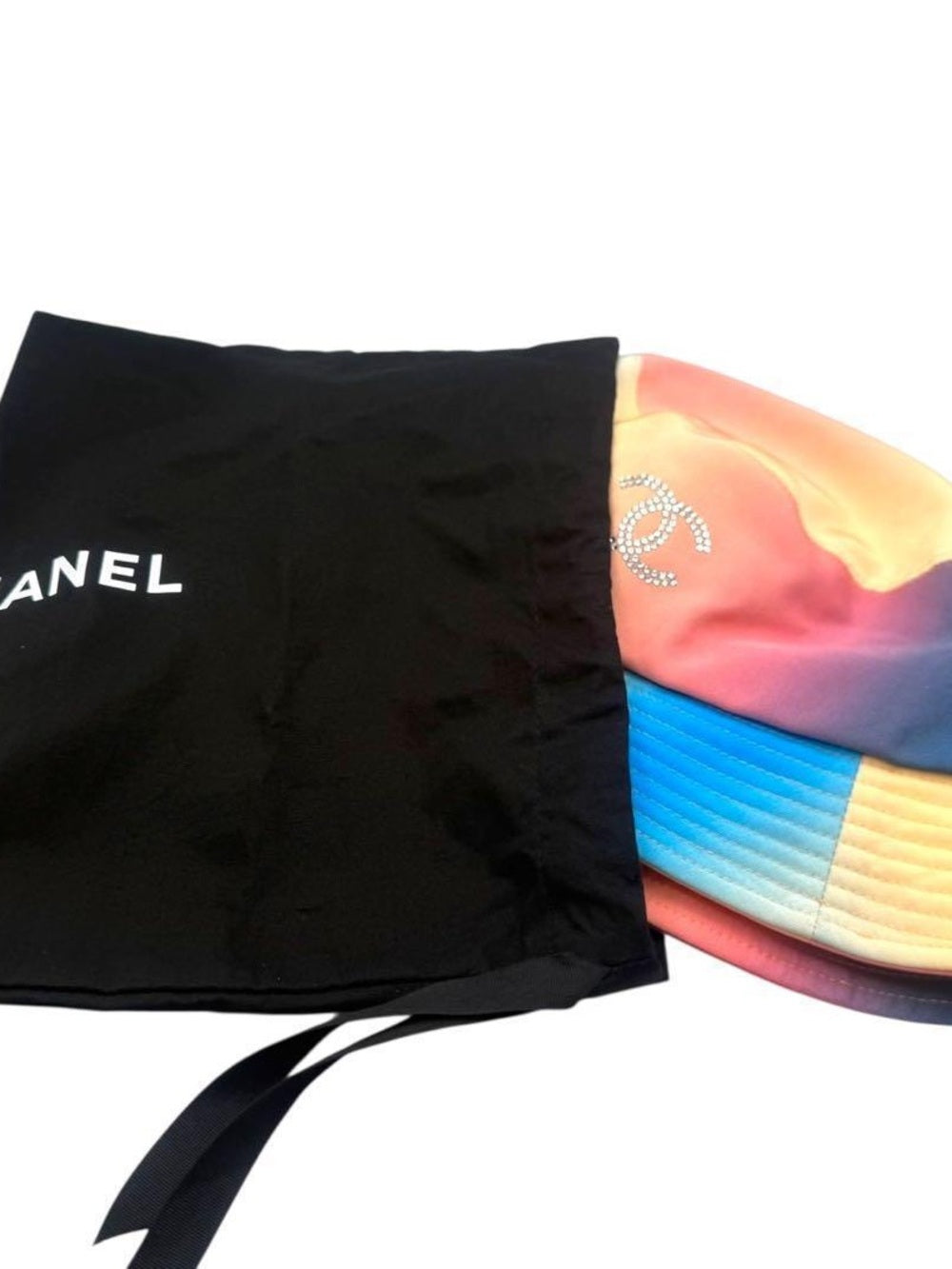 CHANEL Gradient Crystal CC Bucket Hat - Yellow Pink Blue Summer Hat - additional view 4