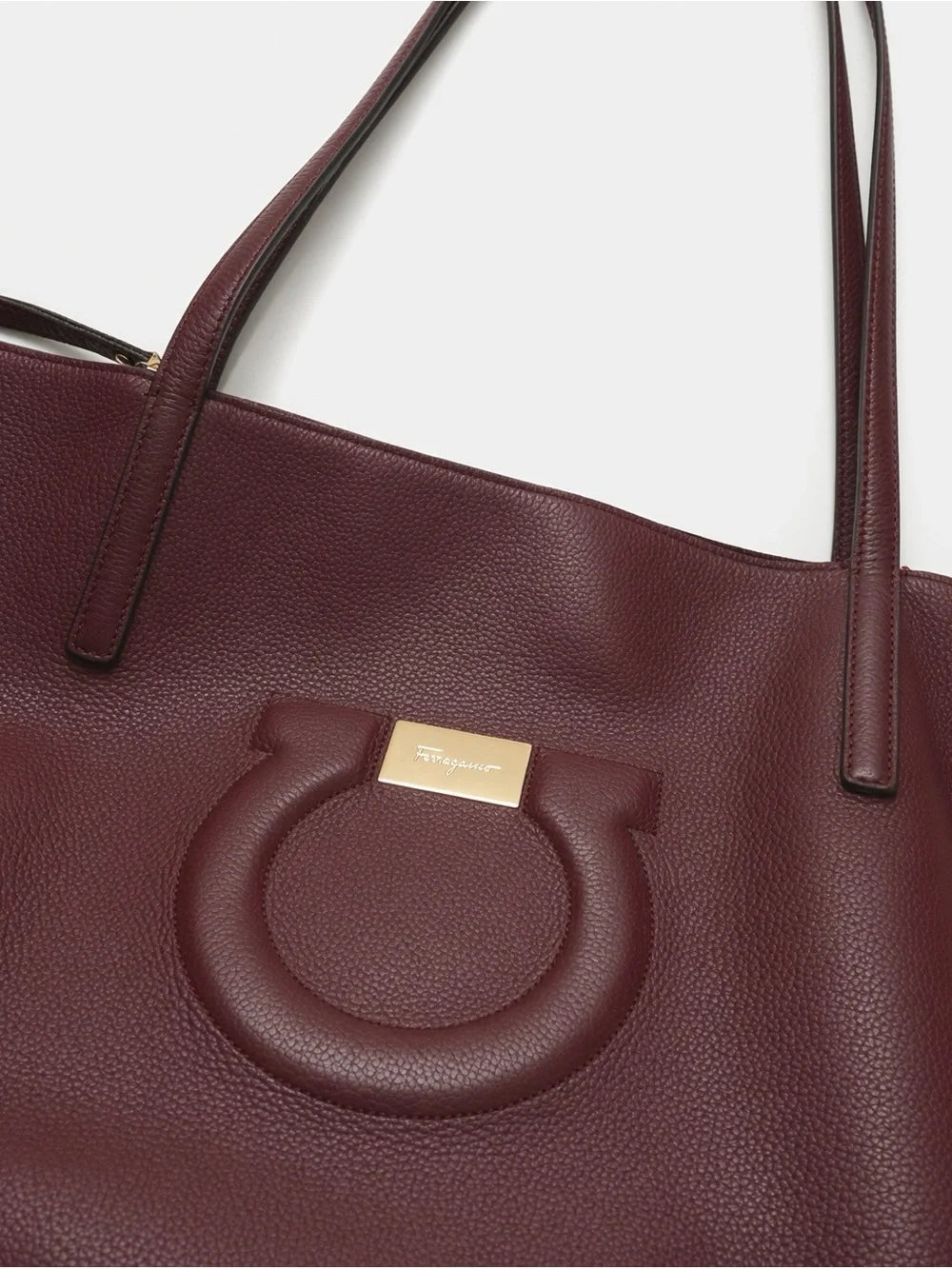 Salvatore Ferragamo Burgundy Wine Red Leather Tote with Gold - additional view 3