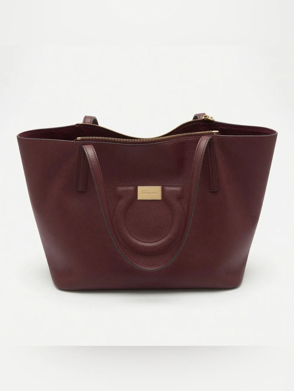 Salvatore Ferragamo Burgundy Wine Red Leather Tote with Gold - additional view 8