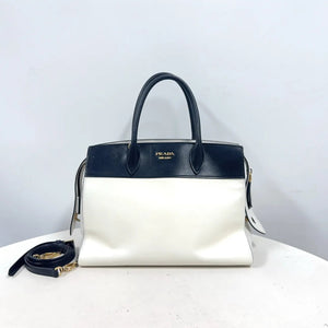 Prada Bicolor Saffiano and City Calf Esplanade Satchel with Crossbody Strap