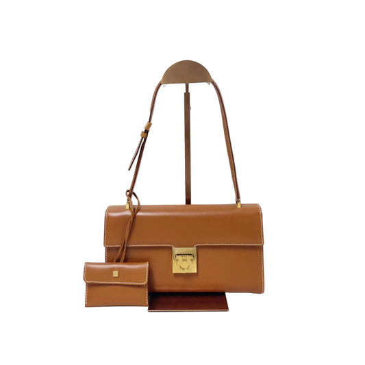 Salvatore Ferragamo Aileen Leather Shoulder Bag with Card Case – Cuoio