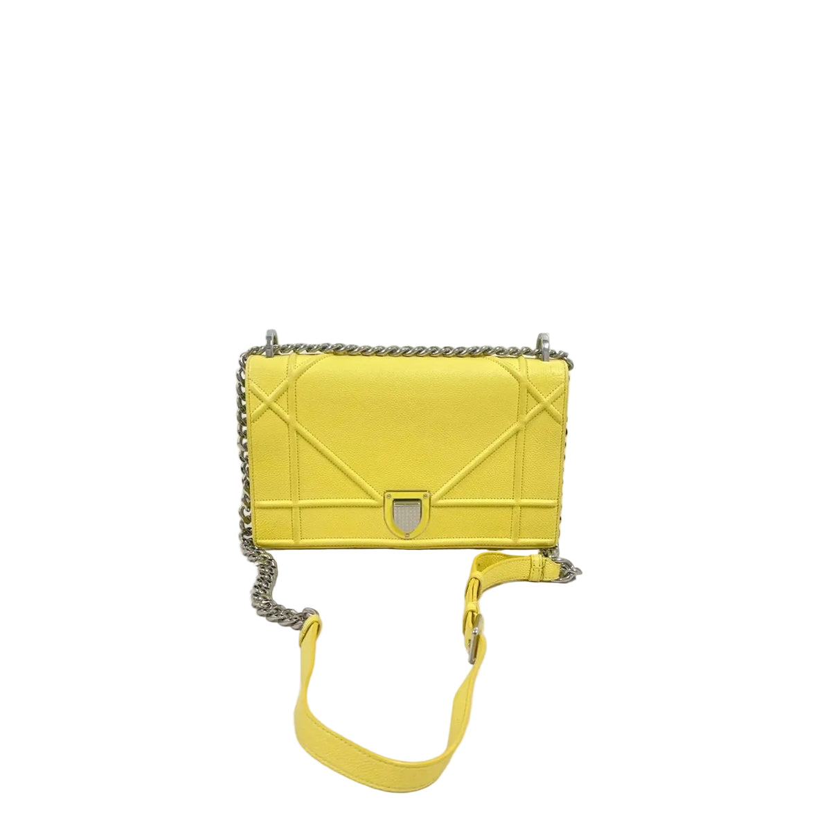 Christian Dior Diorama Shoulder Bag – Yellow Leather with Silver-Tone Hardware