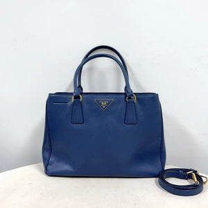 Prada Saffiano Leather Galleria Tote – Navy Blue with Detachable Crossbody Strap