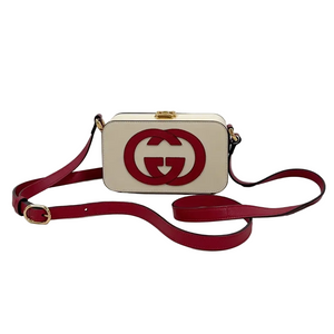 Gucci Vitello Eclipse Mini Interlocking G Shoulder Bag Mystic White Hibiscus Red