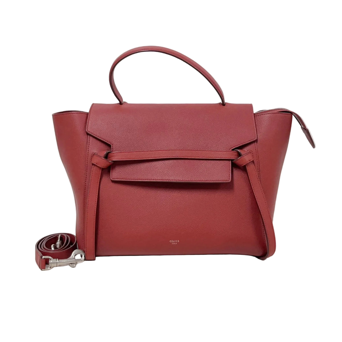 Celine Mini Belt Bag in Tomato Red Grained Leather
