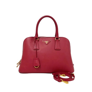 Prada Saffiano Lux Promenade Medium Satchel – Red