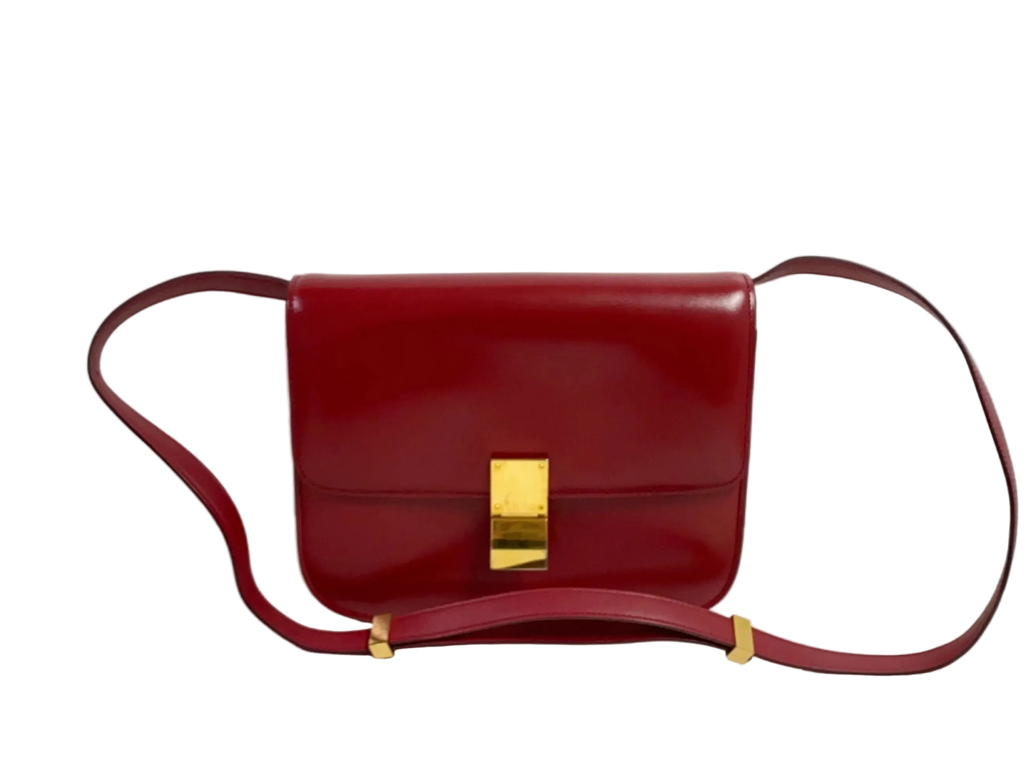 Celine Medium Classic Box Calfskin Shoulder Bag – Red