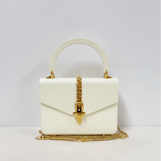 Gucci Acrylic Mini Sylvie 1969 Handle Bag - Ivory