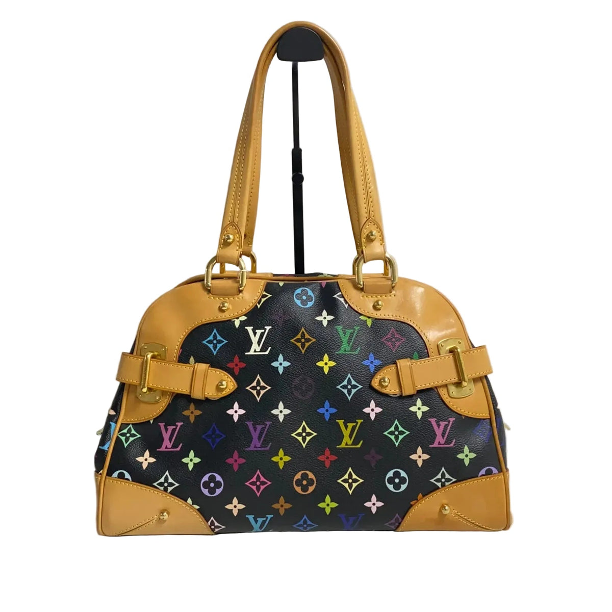 Louis Vuitton Monogram Multicolore Claudia Black Canvas Top Handle Bag