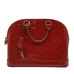 Louis Vuitton Alma Red Monogram Vernis Bag with Strap - Excellent