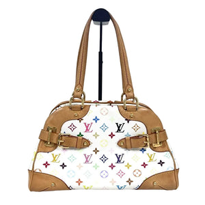 Collectible Y2K-era Louis Vuitton x Takashi Murakami Monogram Multicolore Claudia Handbag – White