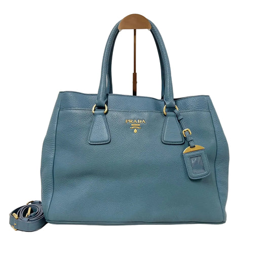 Prada Vitello Daino Leather Tote - Blue