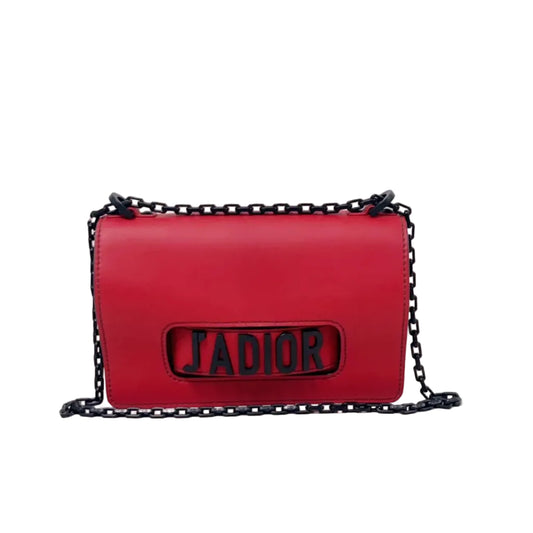 Christian Dior Ultra Matte Calfskin J’Adior Chain Flap Bag in Red/Black 2way Convertible Shoulder or Crossbody