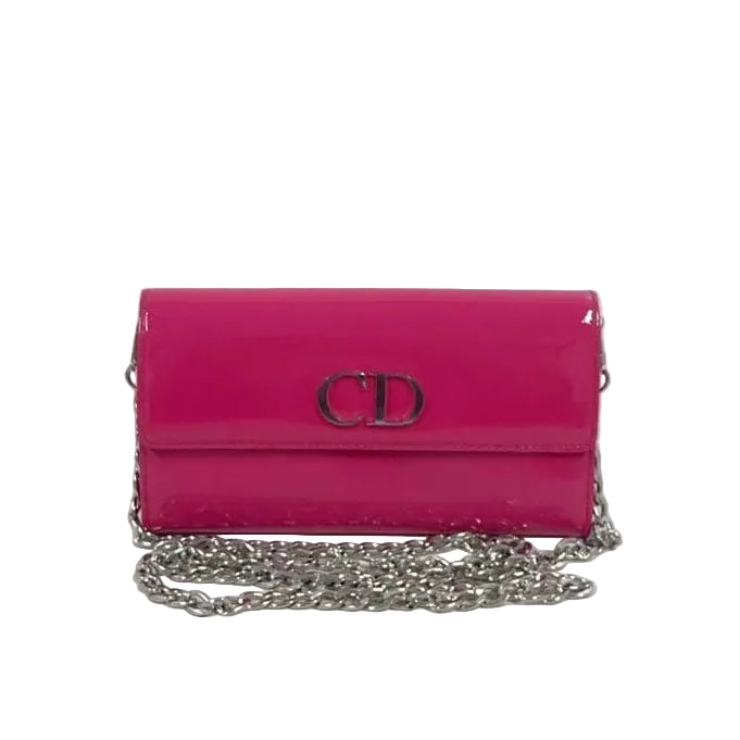 Christian Dior Pink Clutch With Chain Crossbody Shoulder Bag