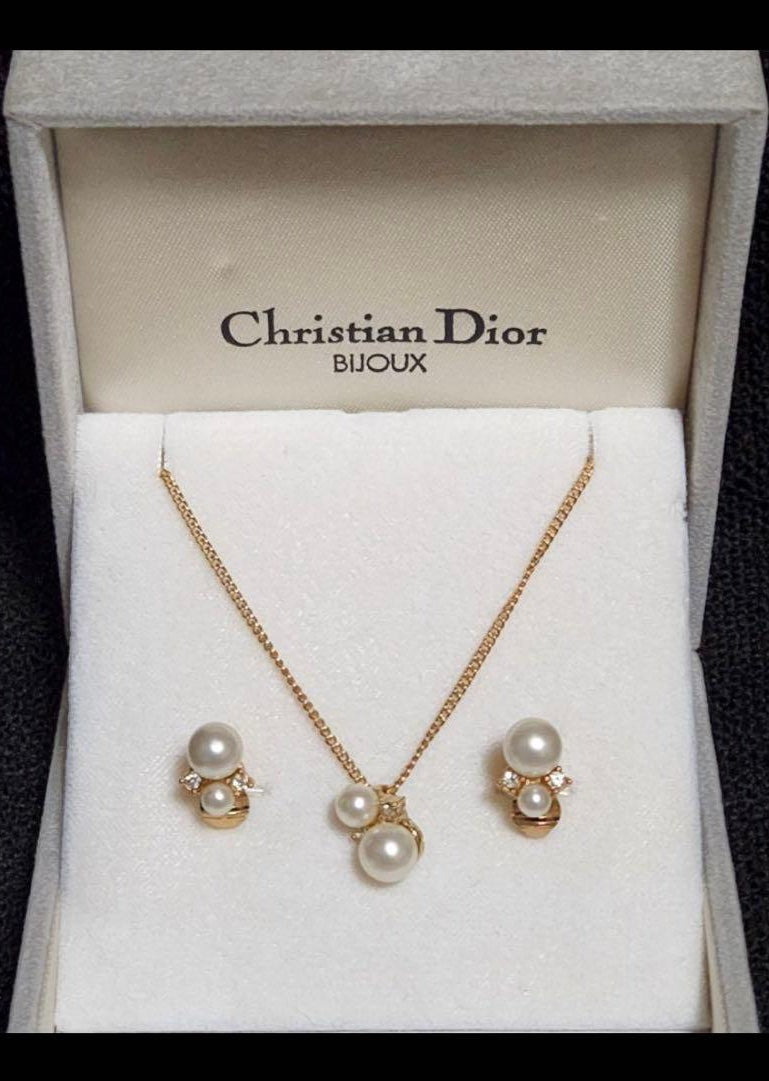 CD Dior Pearl Necklace and Earrings