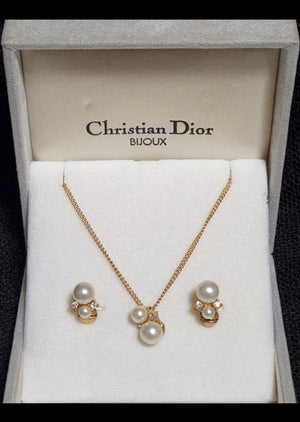CD Dior Pearl Necklace and Earrings