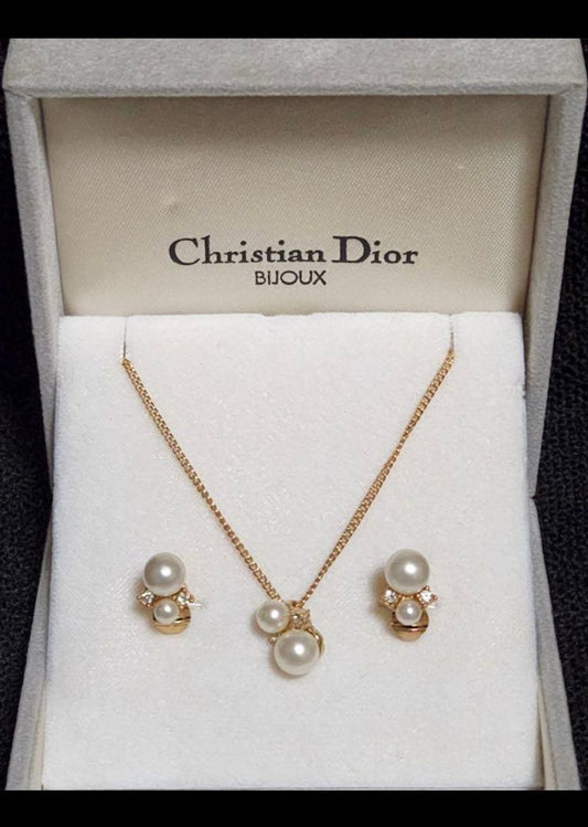 CD Dior Pearl Necklace and Earrings