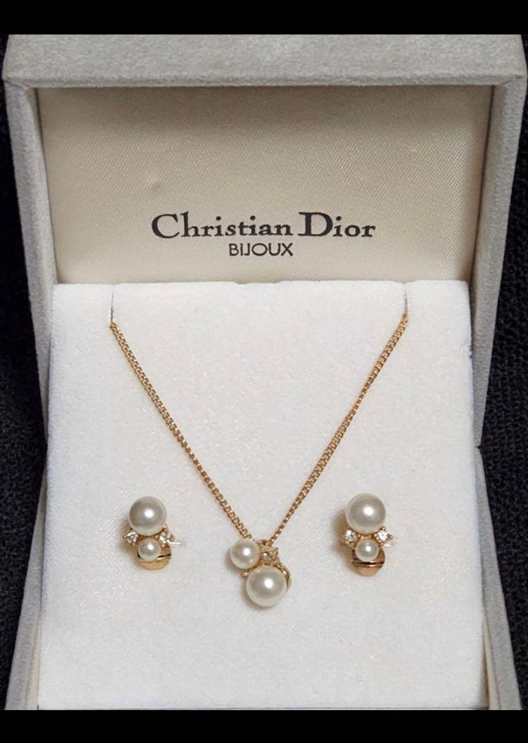 CD Dior Pearl Necklace and Earrings