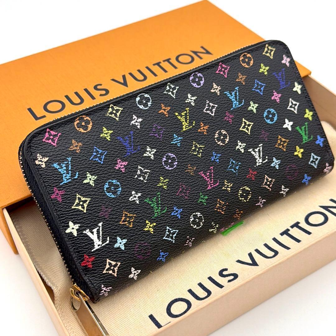 Louis Vuitton x Takashi Murakami Black Monogram Multicolore Zippy Wallet