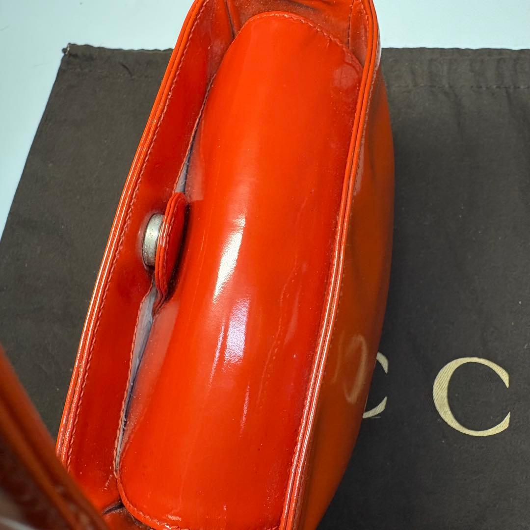 Gucci RARE Interlocking G Patent Leather Shoulder Bag – Orange/Red White - additional view 9
