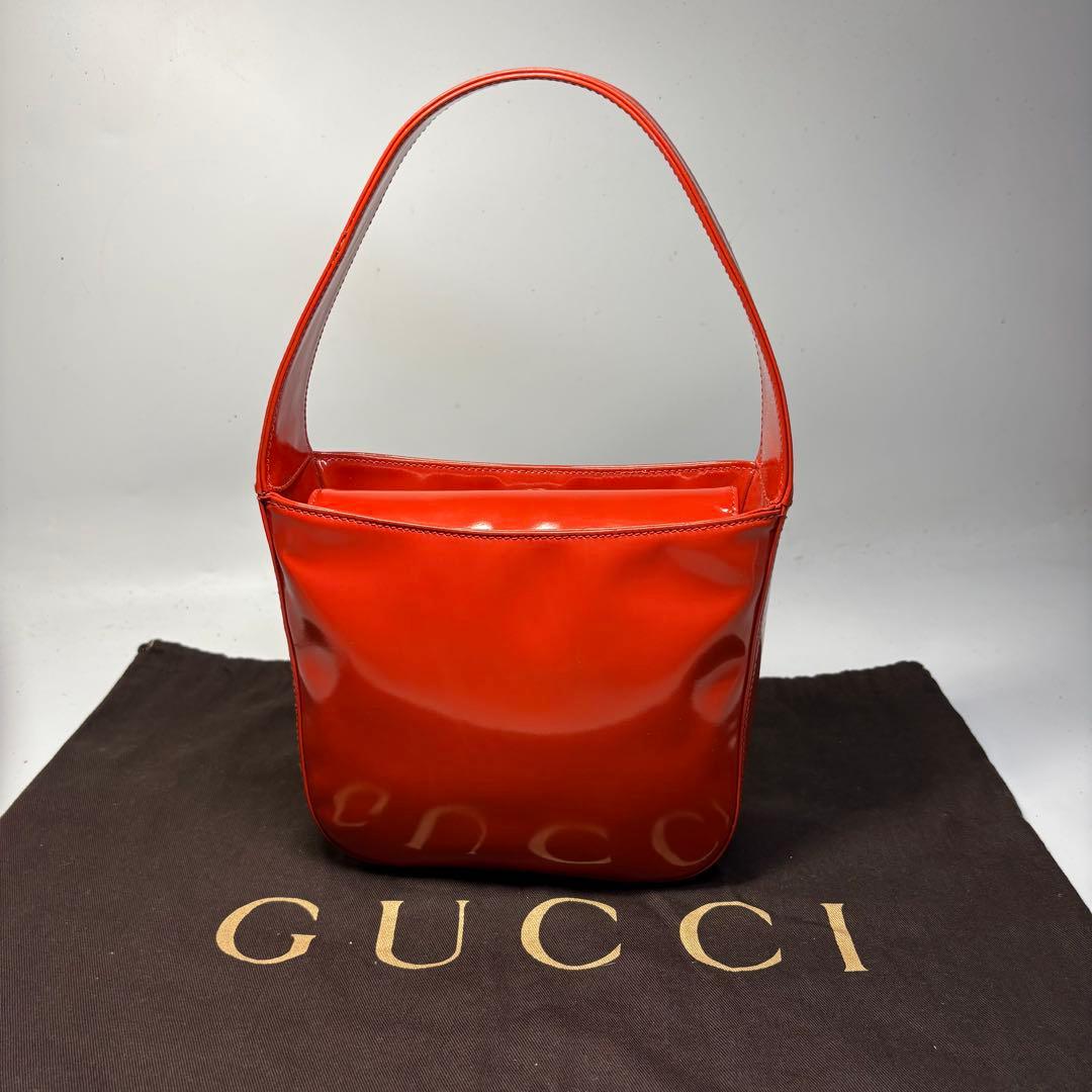 Gucci RARE Interlocking G Patent Leather Shoulder Bag – Orange/Red White - additional view 3