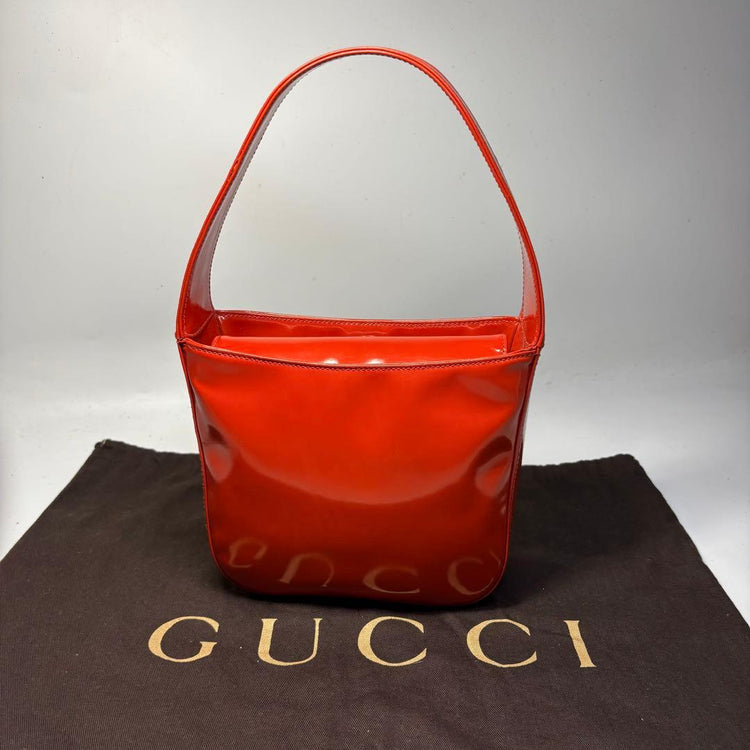 Gucci RARE Interlocking G Patent Leather Shoulder Bag – Orange/Red White - additional view 3