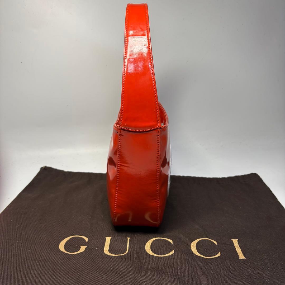 Gucci RARE Interlocking G Patent Leather Shoulder Bag – Orange/Red White - additional view 6