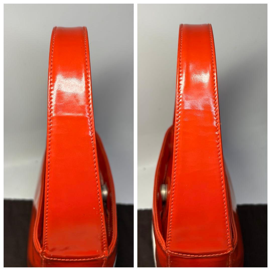 Gucci RARE Interlocking G Patent Leather Shoulder Bag – Orange/Red White - additional view 10