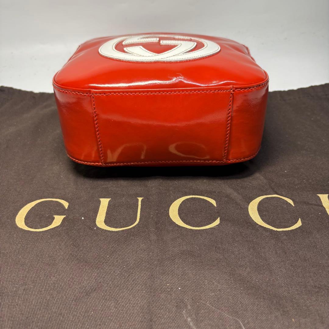Gucci RARE Interlocking G Patent Leather Shoulder Bag – Orange/Red White - additional view 4