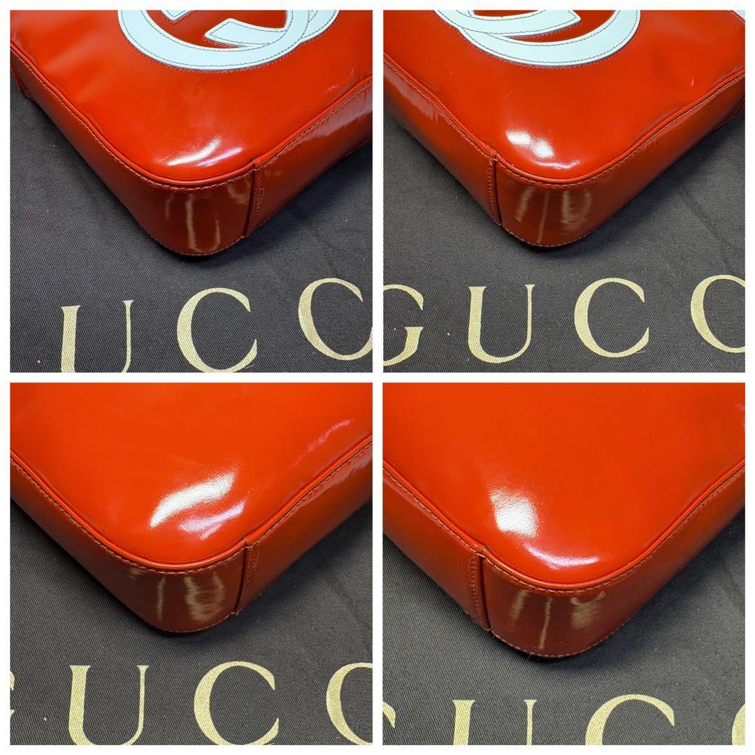 Gucci RARE Interlocking G Patent Leather Shoulder Bag – Orange/Red White - additional view 8