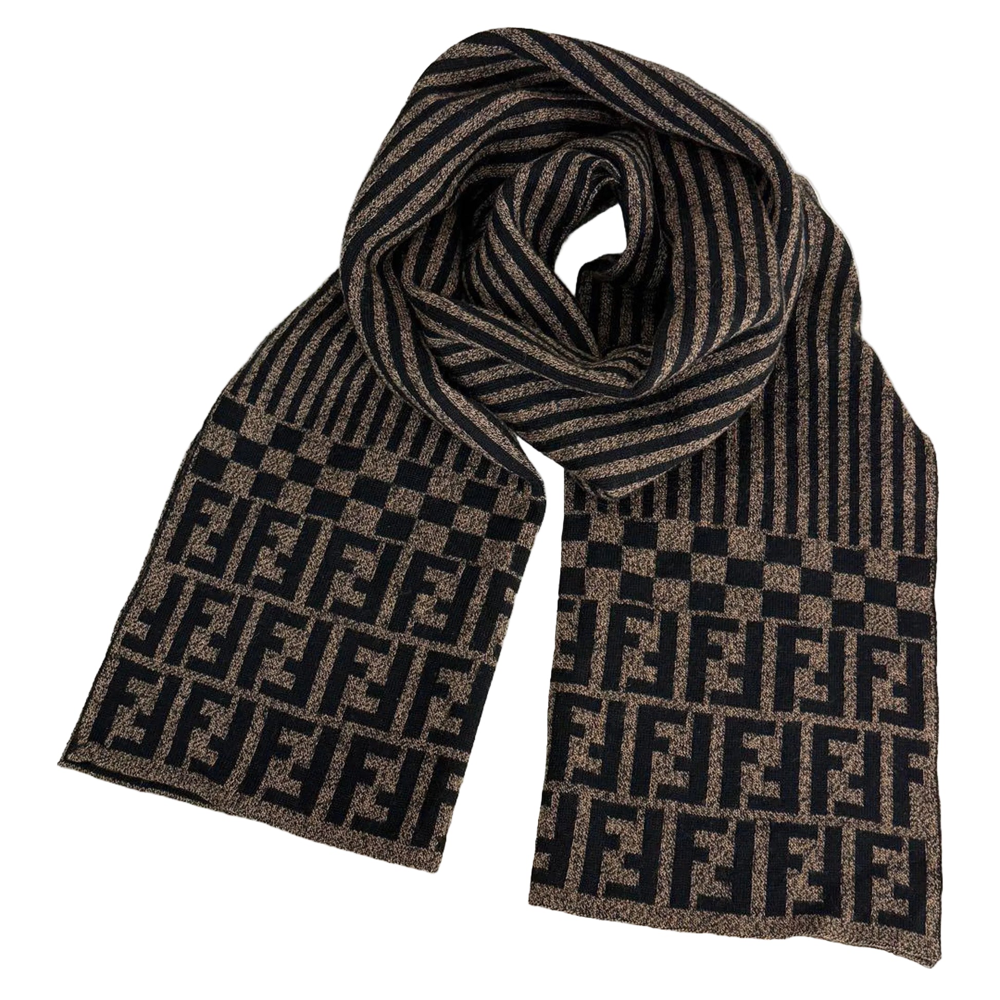 FENDI Zucca Pecan Wool Scarf