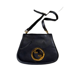 GUCCI OLD GUCCI 70s Full Leather Interlocking G Shoulder Bag,