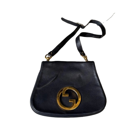 GUCCI OLD GUCCI 70s Full Leather Interlocking G Shoulder Bag,