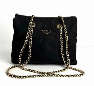Prada Quilted Nylon Chain Shoulder Bag – Black