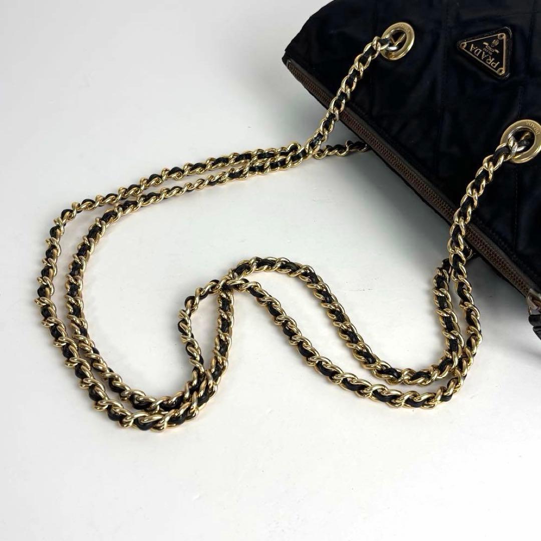 Prada Quilted Nylon Chain Shoulder Bag – Black - additional view 4