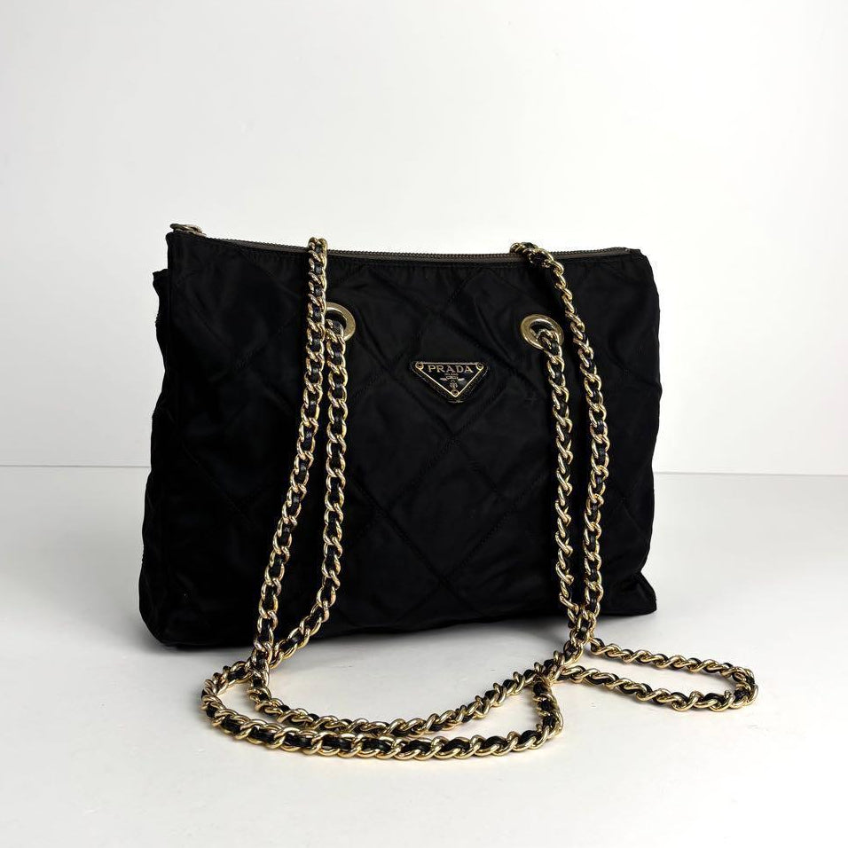Prada Quilted Nylon Chain Shoulder Bag – Black - additional view 3
