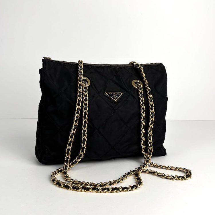 Prada Quilted Nylon Chain Shoulder Bag – Black - additional view 3
