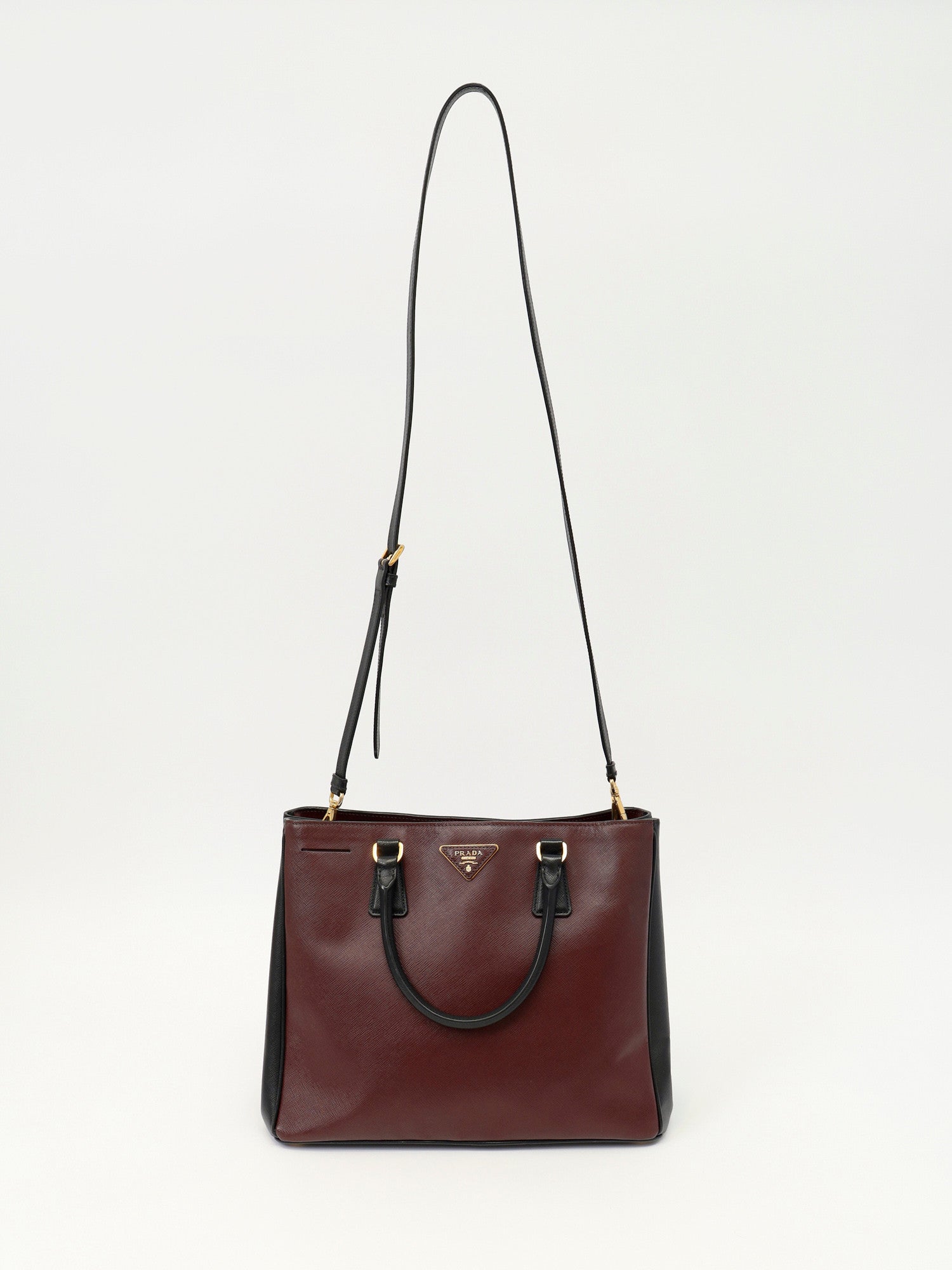 Prada Bibliothèque Saffiano Leather Tote – Bordeaux & Black - additional view 7