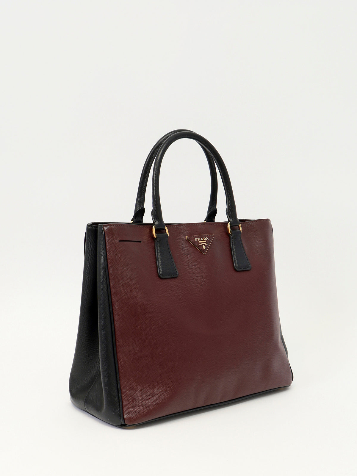 Prada Bibliothèque Saffiano Leather Tote – Bordeaux & Black - additional view 8